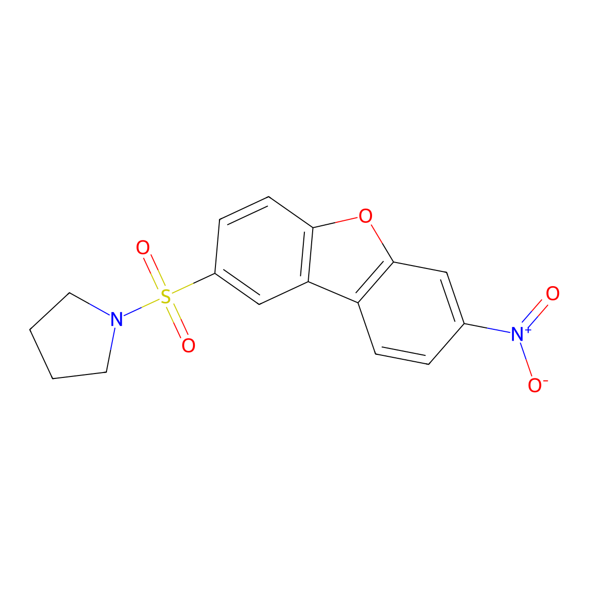 1-[(7-Nitro-2-dibenzofuranyl)sulfonyl]pyrrolidine molecular structure, CAS 632292-17-2