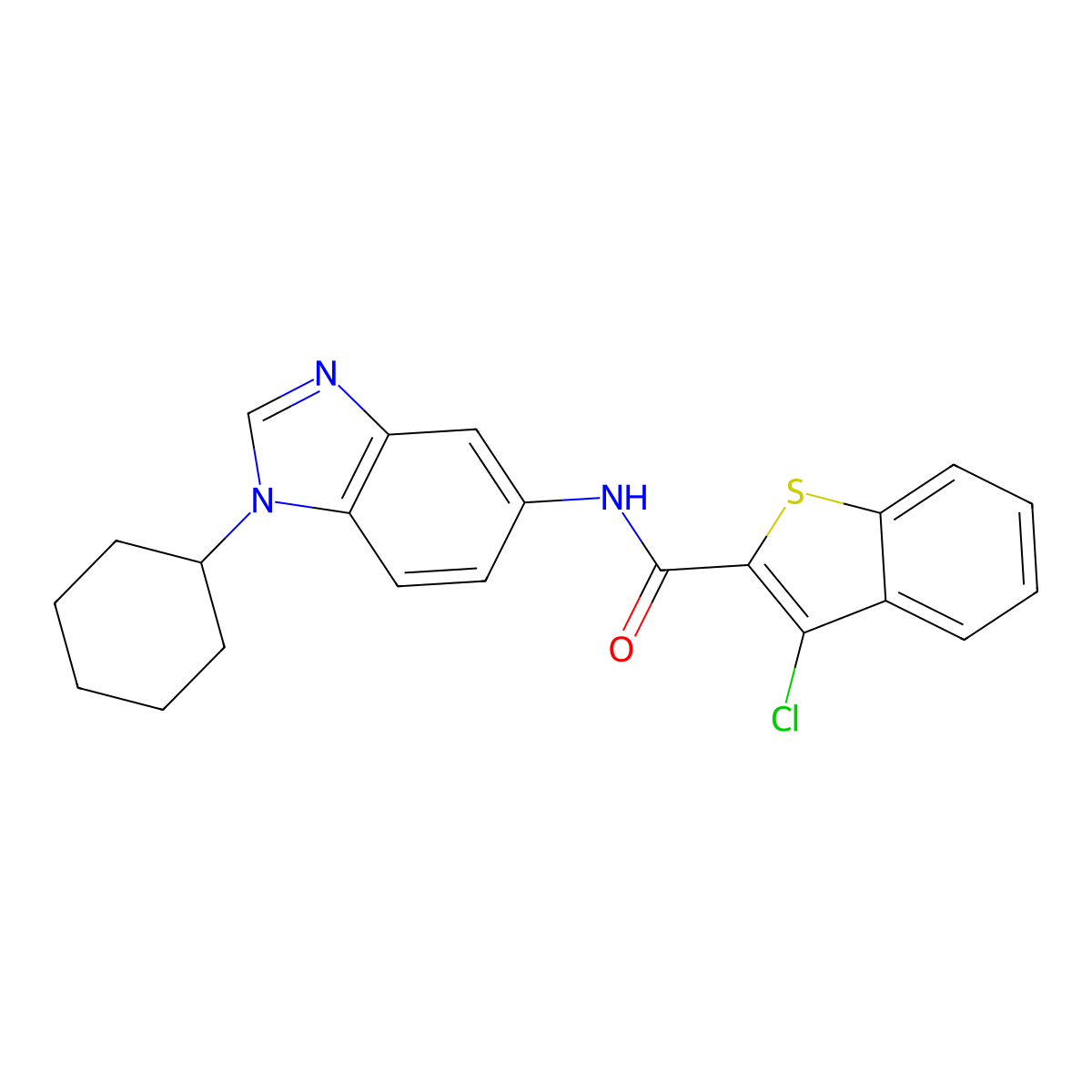 3-Chloro-N-(1-cyclohexyl-1H-benzimidazol-5-yl)benzo[b]thiophene-2-carboxamide molecular structure, CAS 632292-26-3