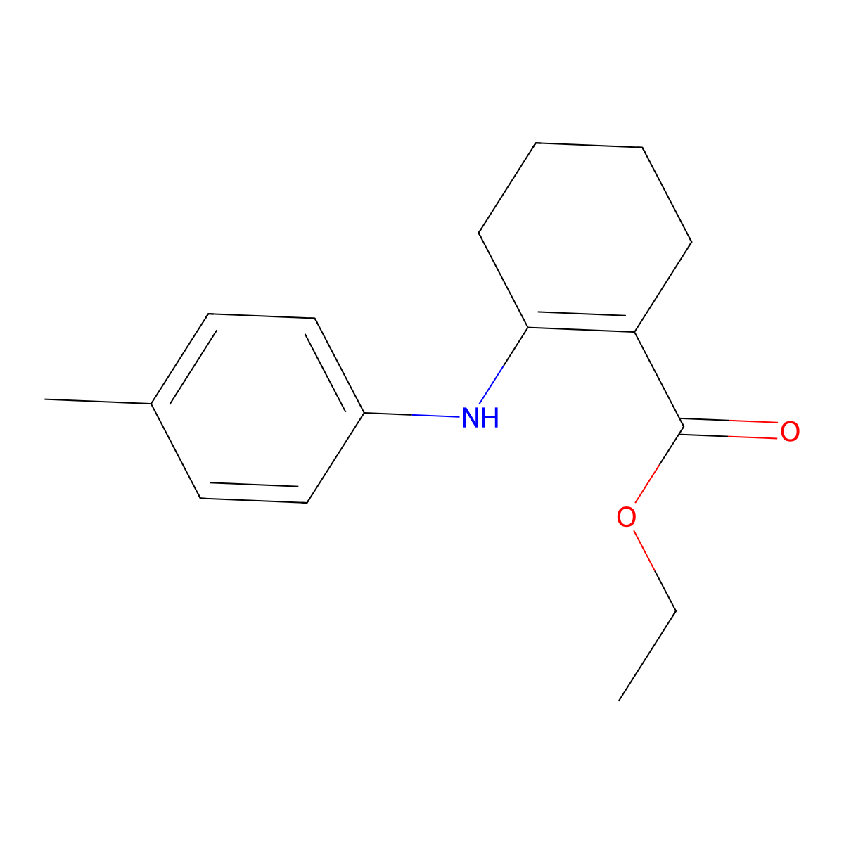 Ethyl 2-[(4-methylphenyl)amino]cyclohex-1-ene-1-carboxylate molecular structure, CAS 632292-37-6