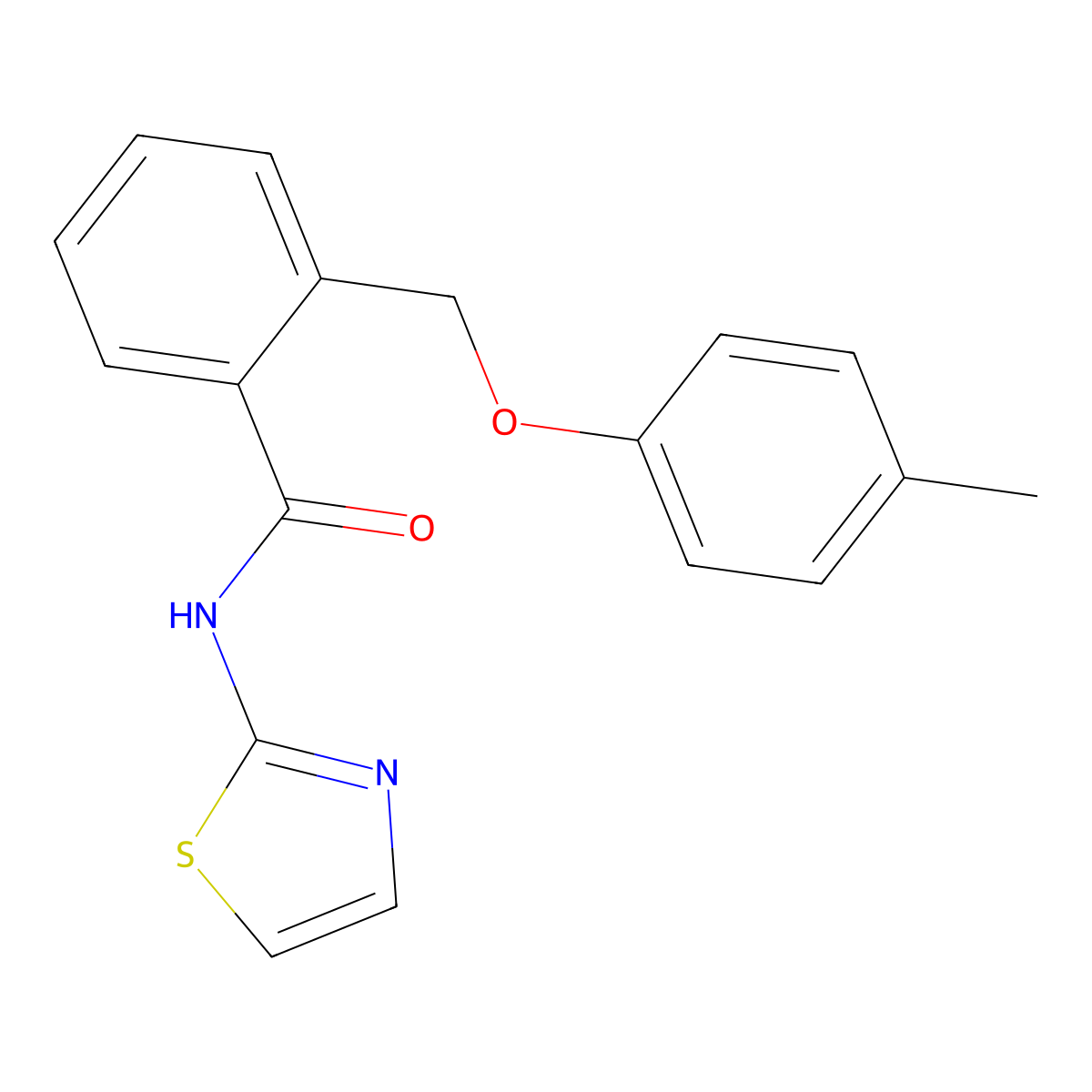 2-[(4-methylphenoxy)methyl]-N-(1,3-thiazol-2-yl)benzamide molecular structure, CAS 632292-40-1