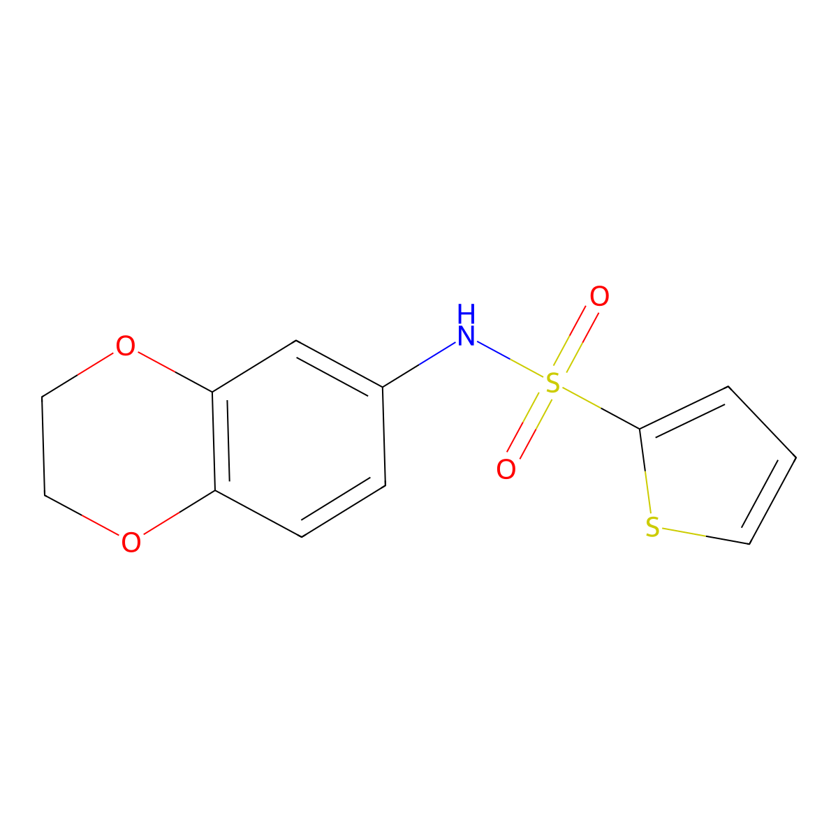 N-(2,3-dihydro-1,4-benzodioxin-6-yl)-2-thiophenesulfonamide molecular structure, CAS 632292-49-0