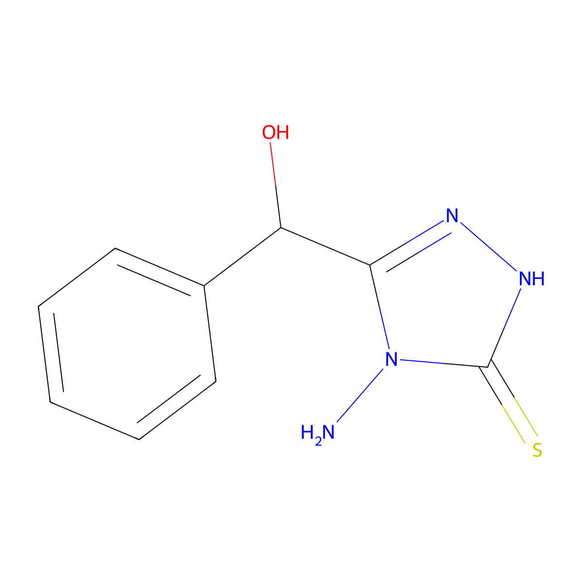 (4-amino-5-sulfanyl-4H-1,2,4-triazol-3-yl)(phenyl)methanol molecular structure, CAS 632292-52-5