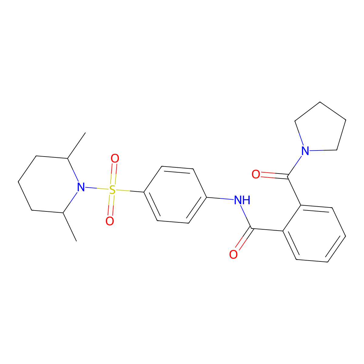 N-(4-((2,6-Dimethyl-1-piperidinyl)sulfonyl)phenyl)-2-(1-pyrrolidinylcarbonyl)benzamide molecular structure, CAS 632292-53-6