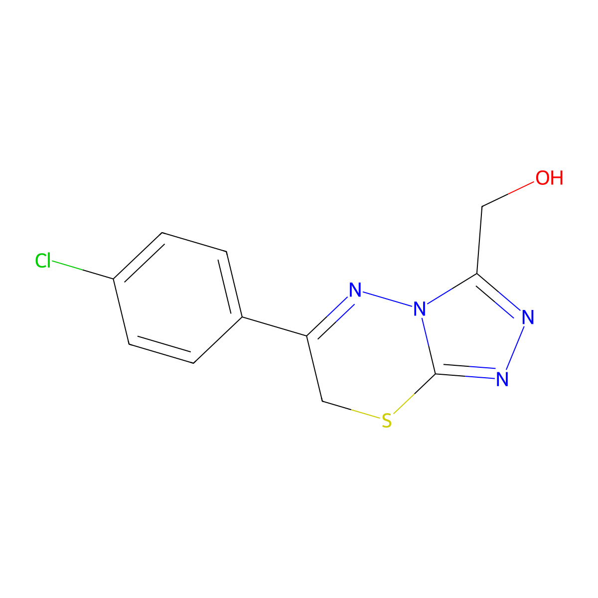[6-(4-chlorophenyl)-7H-[1,2,4]triazolo[3,4-b][1,3,4]thiadiazin-3-yl]methanol molecular structure, CAS 632292-55-8