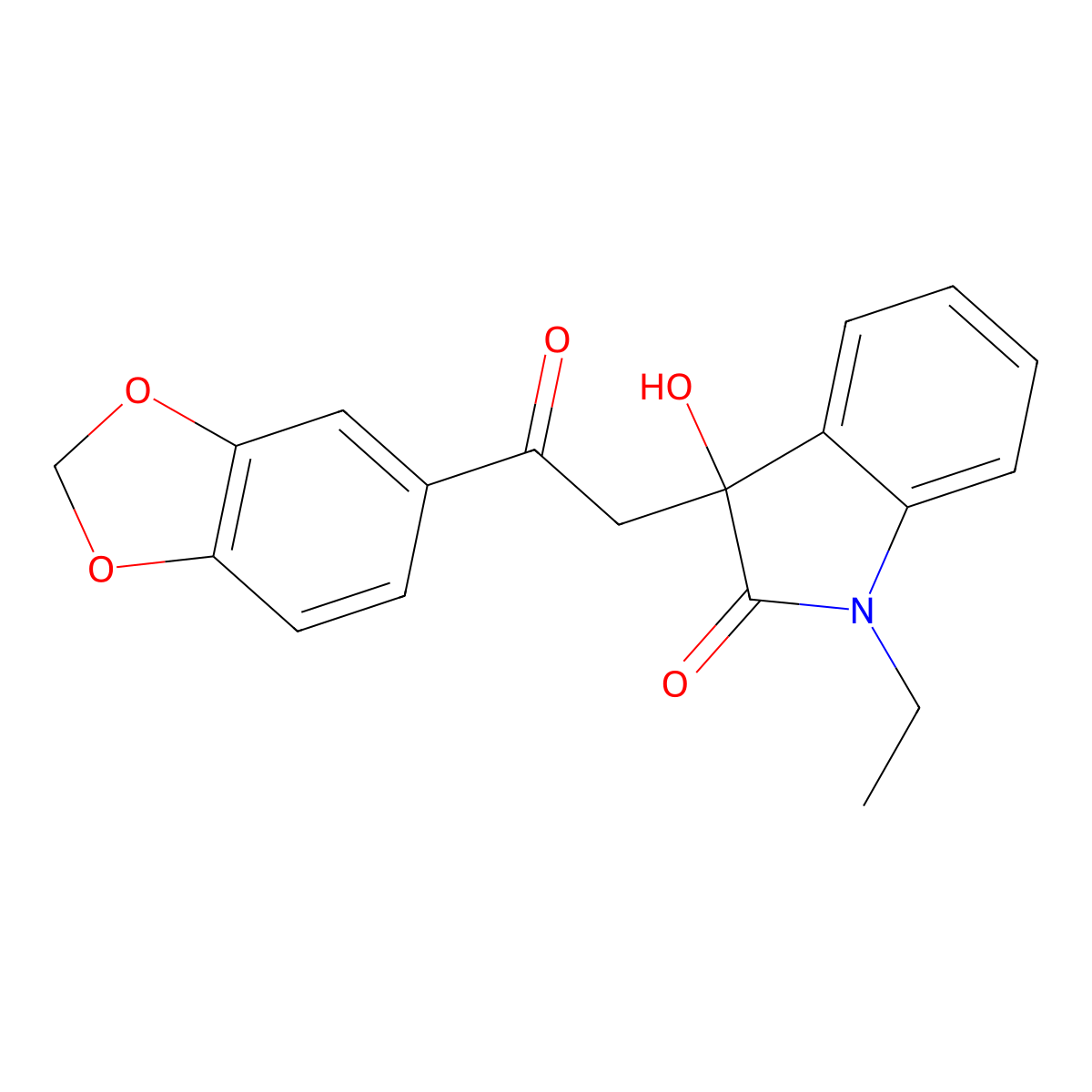3-[2-(1,3-Benzodioxol-5-yl)-2-oxoethyl]-1-ethyl-3-hydroxyindol-2-one molecular structure, CAS 632292-60-5