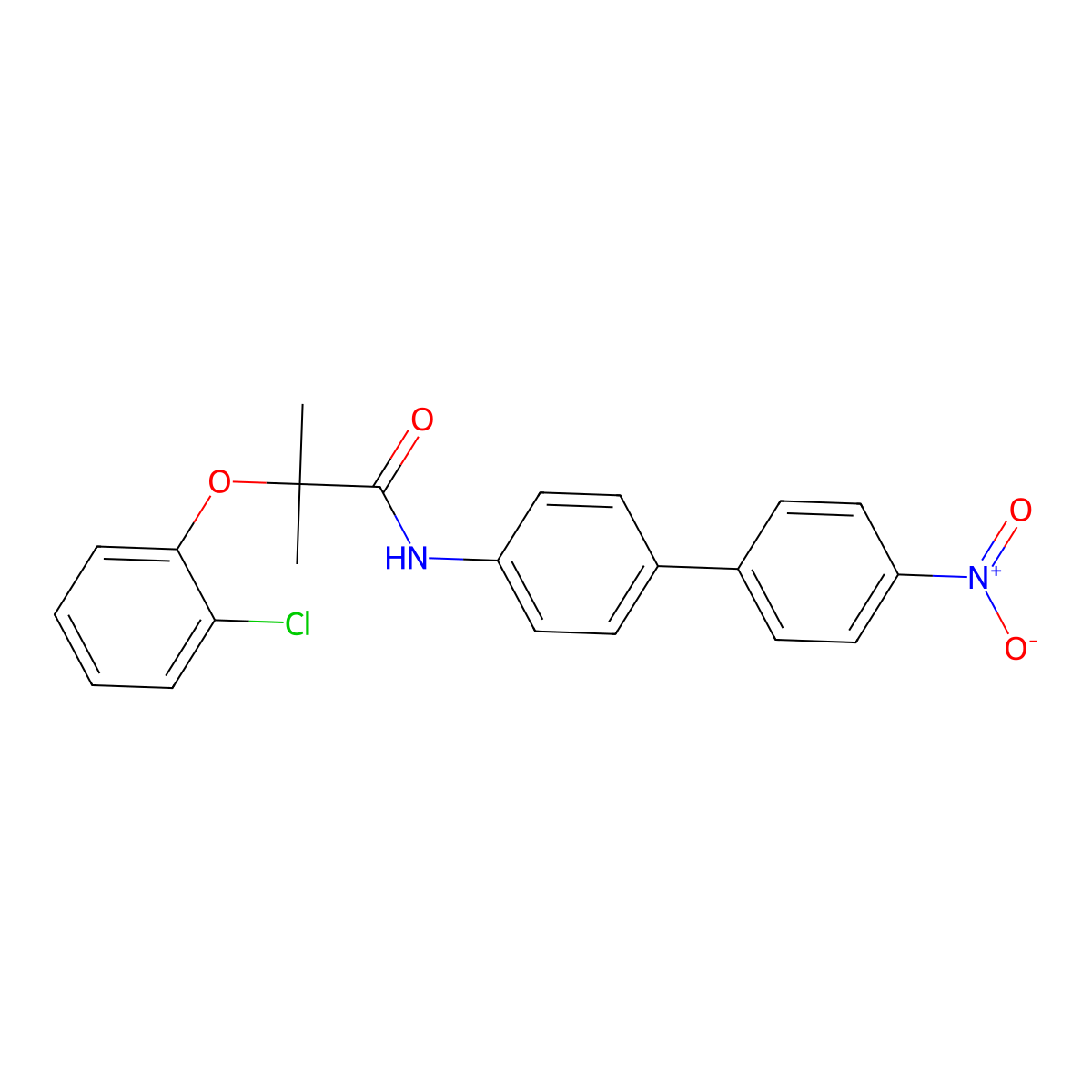 2-(2-chlorophenoxy)-2-methyl-N-(4'-nitrobiphenyl-4-yl)propanamide molecular structure, CAS 632292-61-6