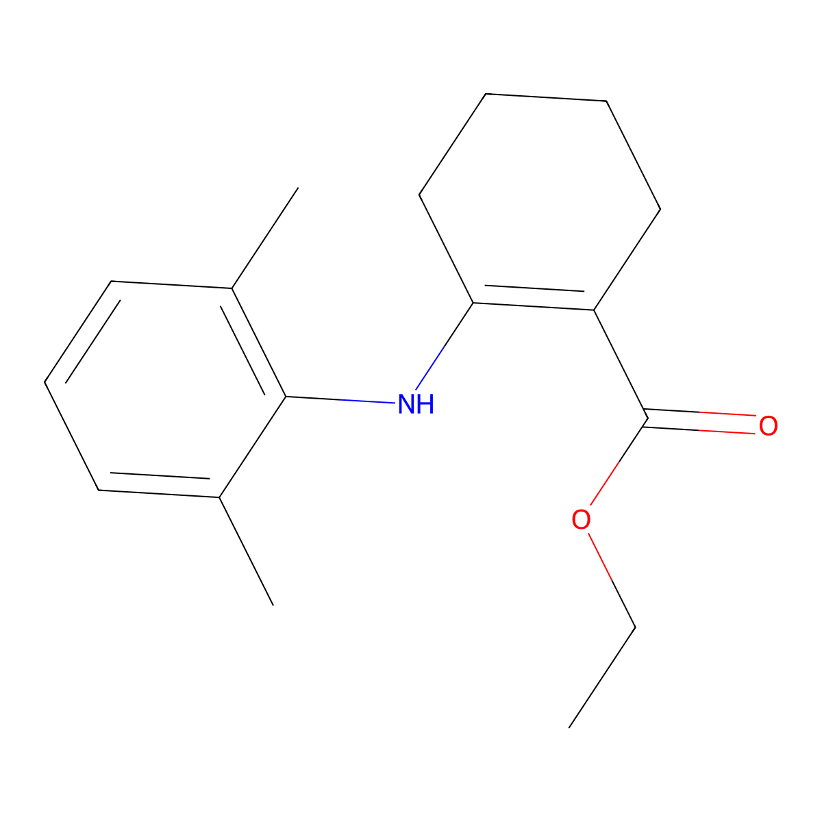Ethyl 2-[(2,6-dimethylphenyl)amino]-1-cyclohexene-1-carboxylate molecular structure, CAS 632292-69-4