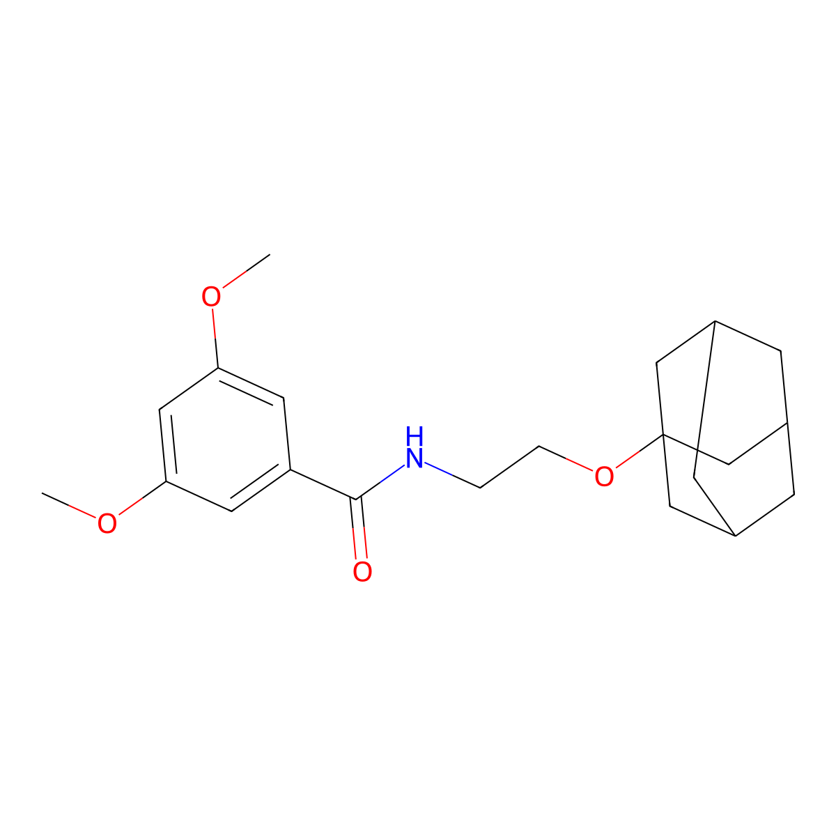 N-[2-(1-adamantyloxy)ethyl]-3,5-dimethoxybenzamide molecular structure, CAS 632292-74-1