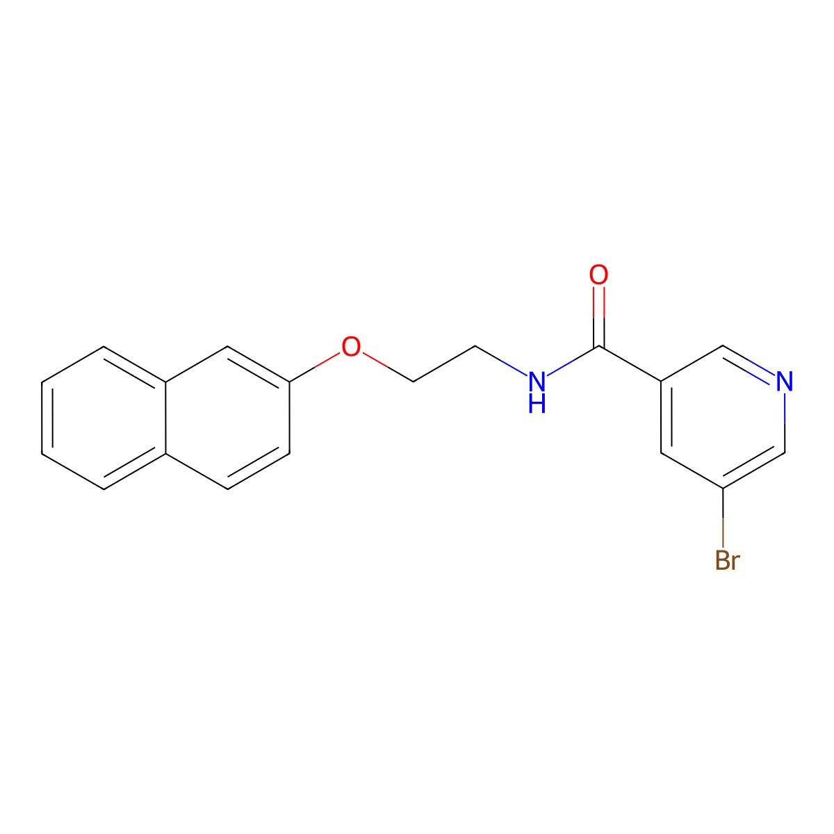 5-bromo-N-(2-naphthalen-2-yloxyethyl)pyridine-3-carboxamide molecular structure, CAS 632292-78-5