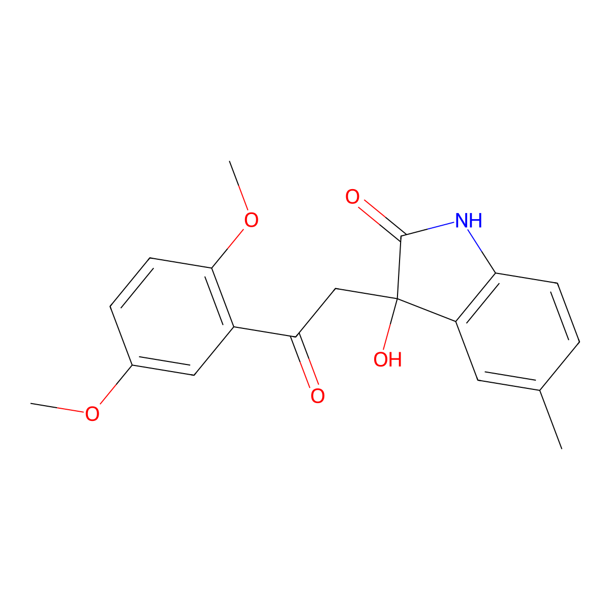 3-[2-(2,5-dimethoxyphenyl)-2-oxoethyl]-3-hydroxy-5-methyl-1,3-dihydro-2H-indol-2-one molecular structure, CAS 632293-21-1