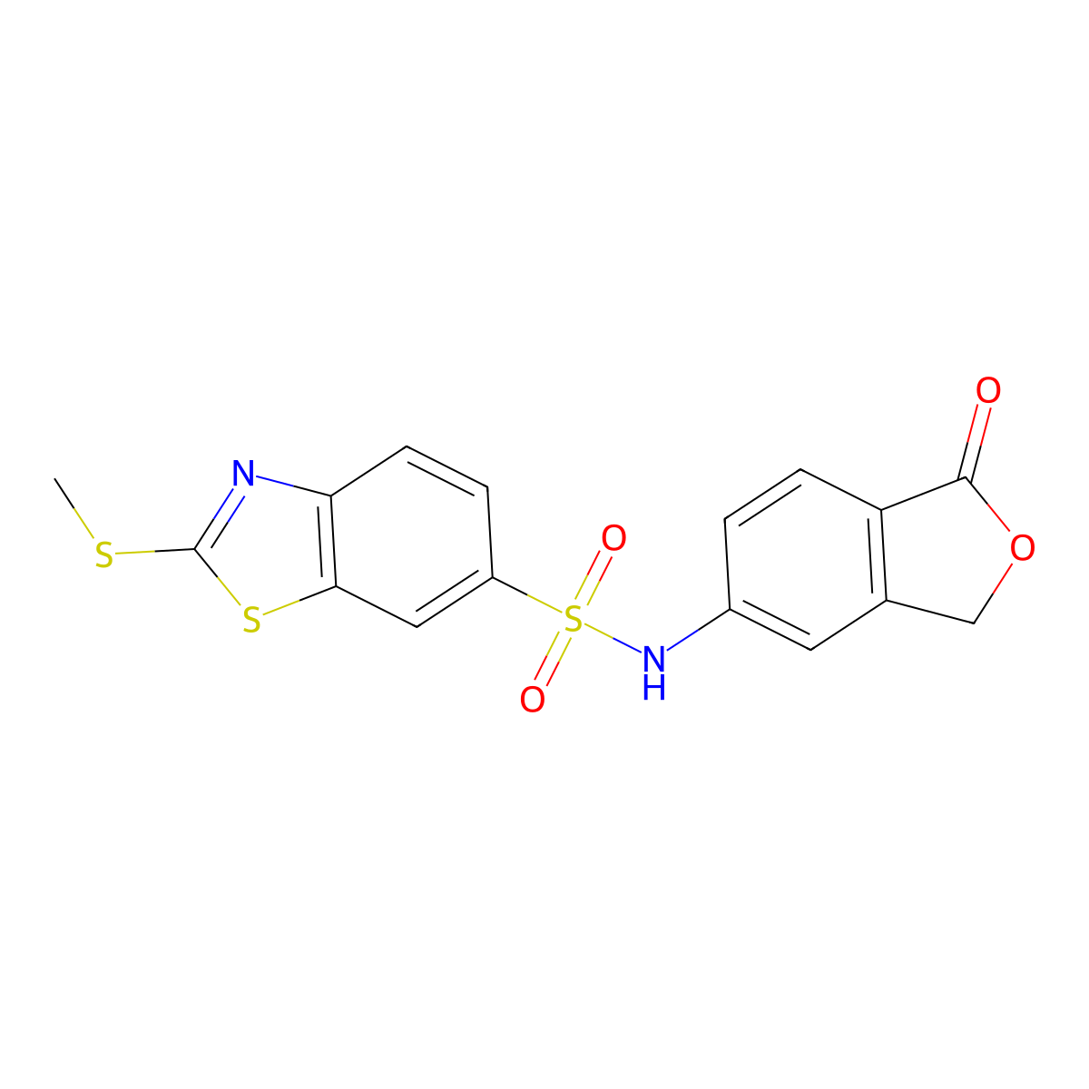 2-(methylsulfanyl)-N-(1-oxo-1,3-dihydro-2-benzofuran-5-yl)-1,3-benzothiazole-6-sulfonamide molecular structure, CAS 632293-36-8