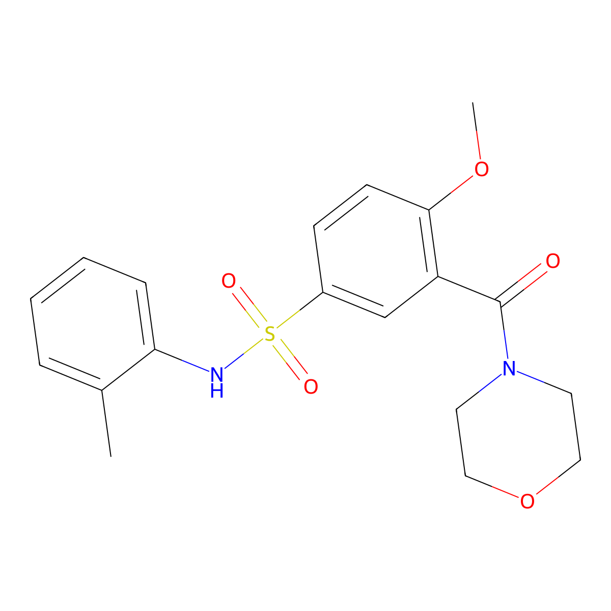 4-methoxy-N-(2-methylphenyl)-3-(4-morpholinylcarbonyl)benzenesulfonamide molecular structure, CAS 632293-47-1