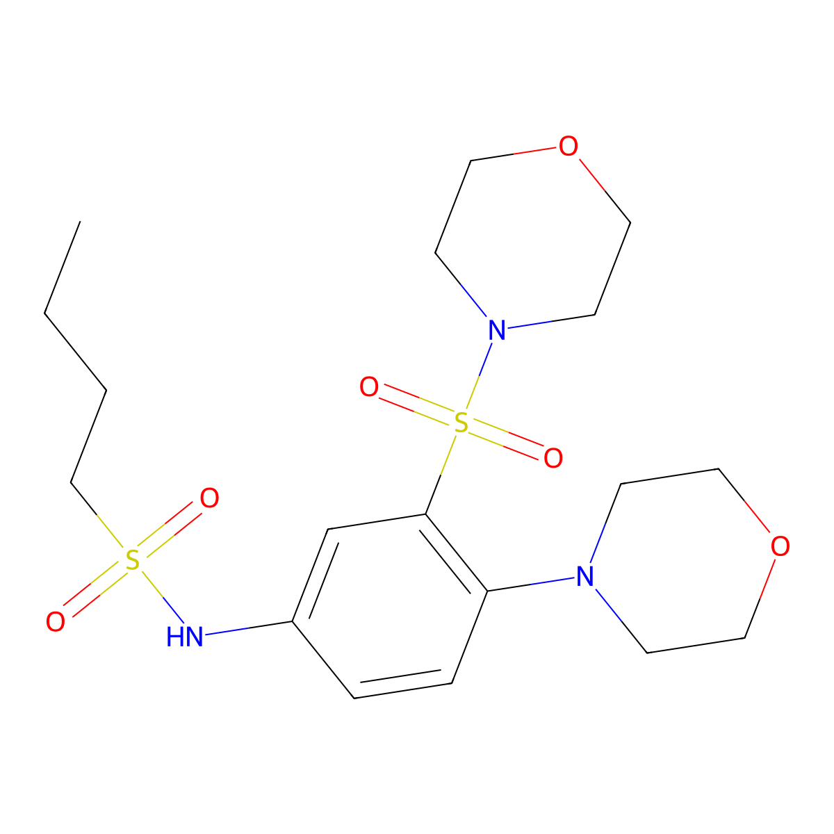 N-(4-morpholin-4-yl-3-morpholin-4-ylsulfonylphenyl)butane-1-sulfonamide molecular structure, CAS 632293-50-6