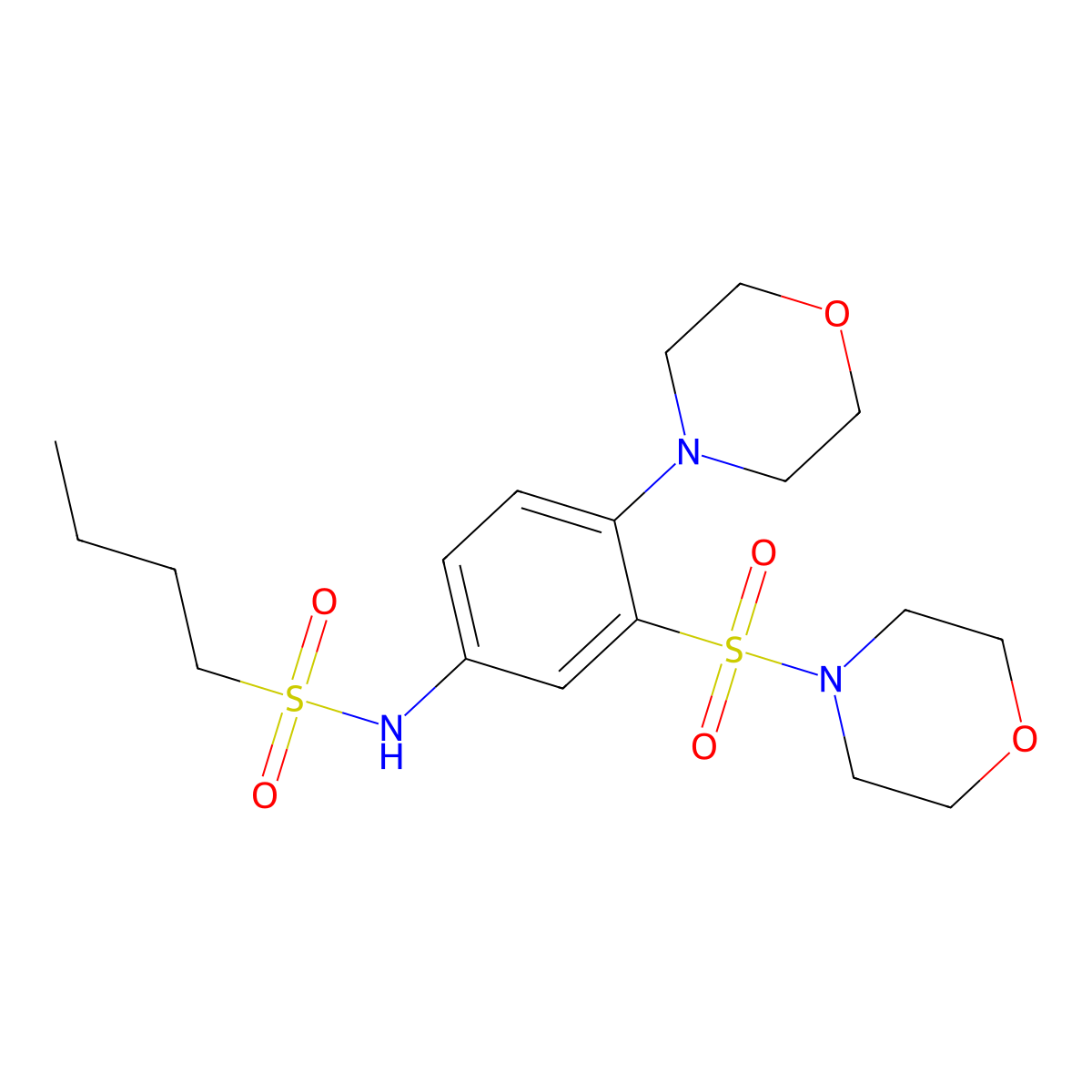 N-(4-morpholin-4-yl-3-morpholin-4-ylsulfonylphenyl)butane-1-sulfonamide molecular structure, CAS 632293-50-6