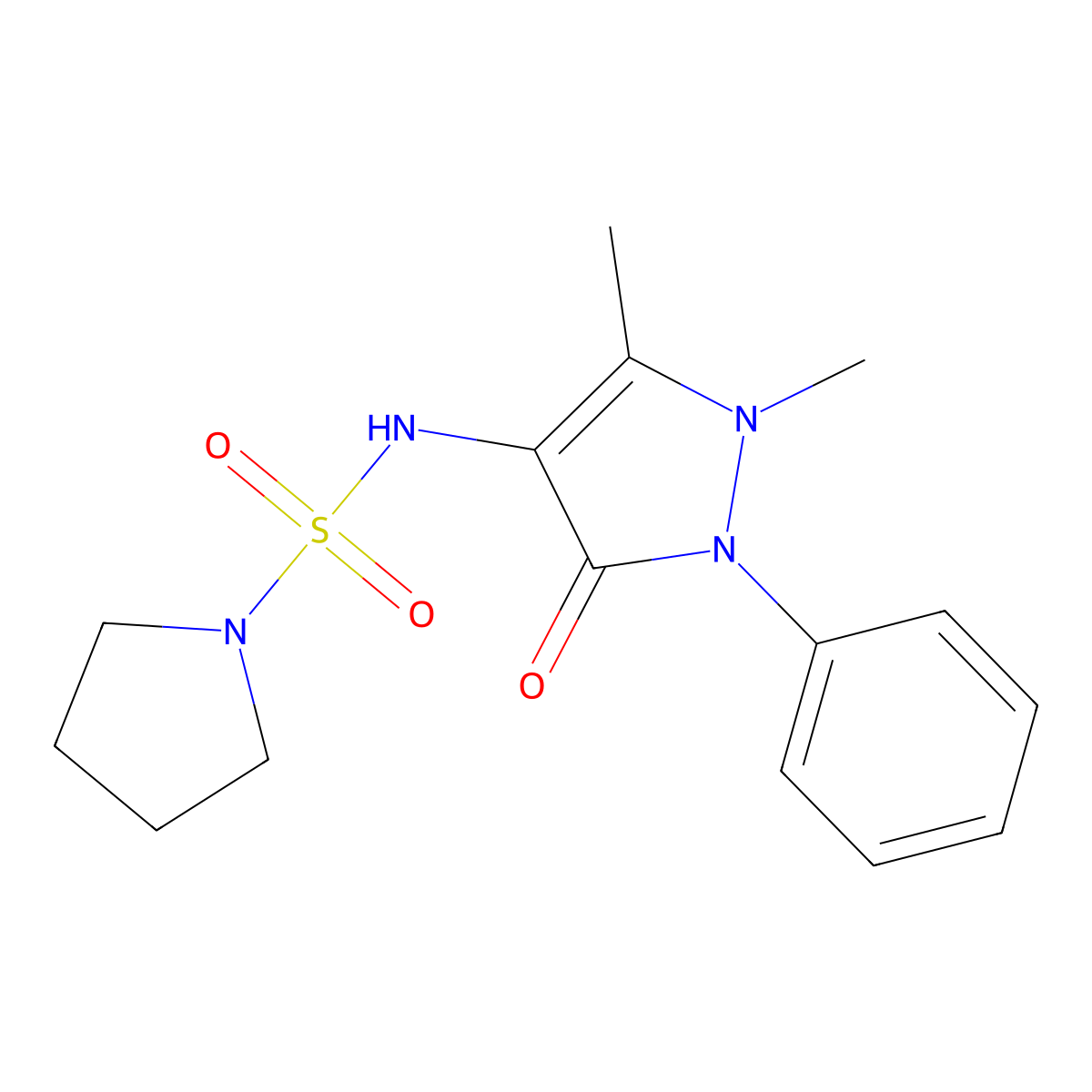 N-(1,5-dimethyl-3-oxo-2-phenyl-2,3-dihydro-1H-pyrazol-4-yl)pyrrolidine-1-sulfonamide molecular structure, CAS 632293-53-9