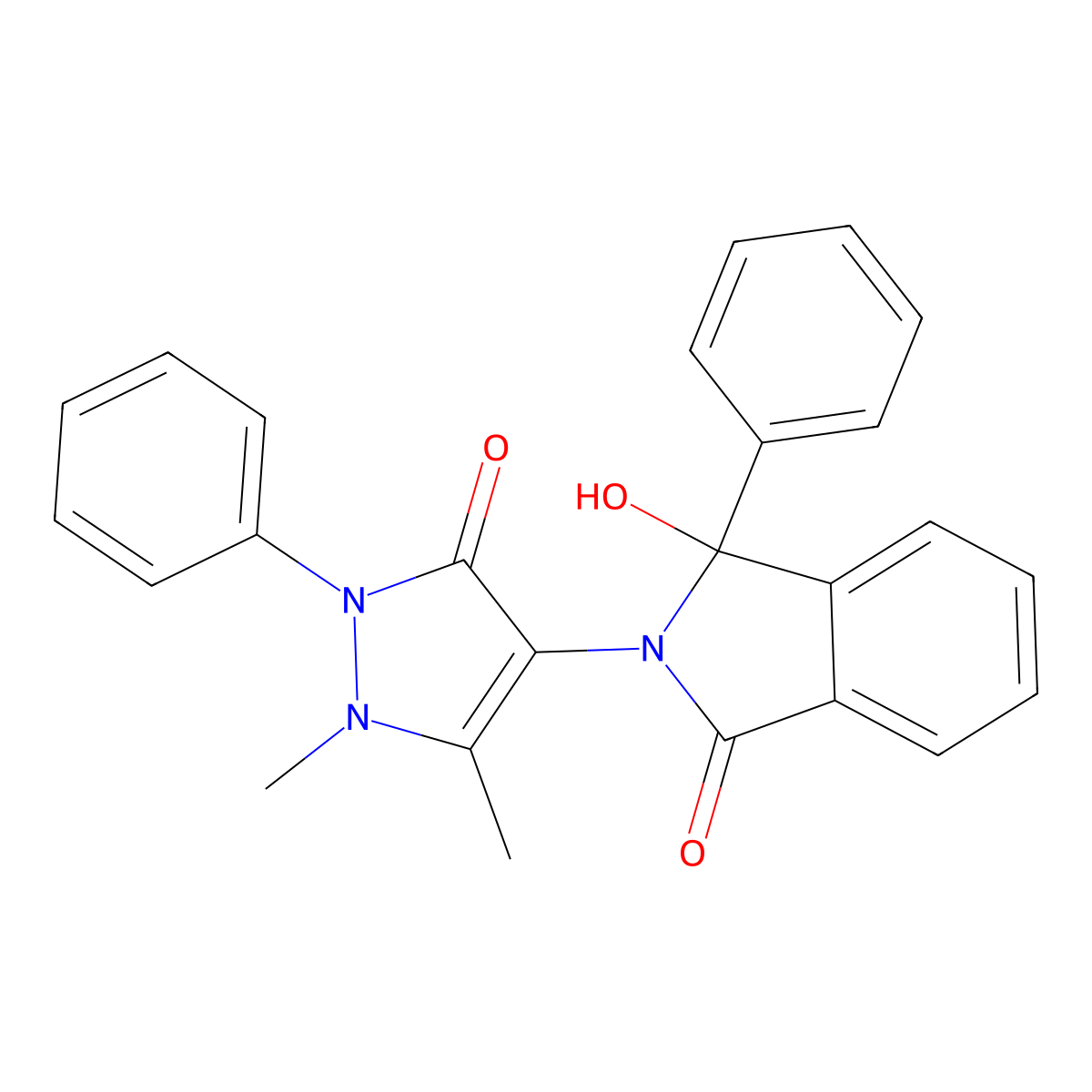 2-(1,5-Dimethyl-3-oxo-2-phenyl-4-pyrazolyl)-3-hydroxy-3-phenyl-1-isoindolone molecular structure, CAS 632293-61-9