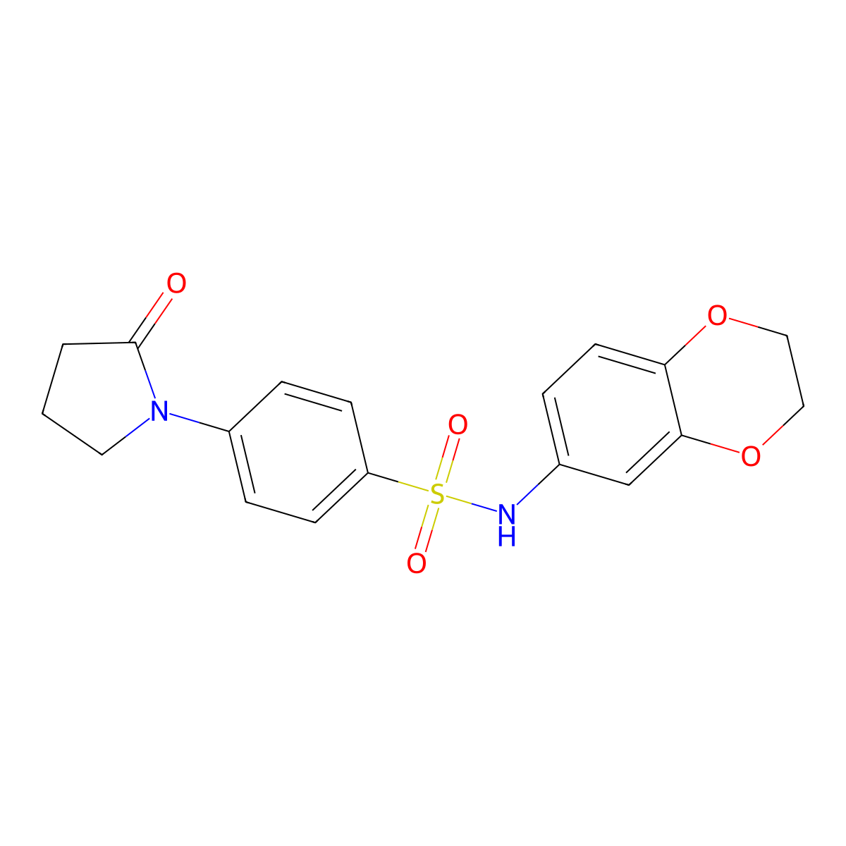 N-(2,3-dihydro-1,4-benzodioxin-6-yl)-4-(2-oxopyrrolidin-1-yl)benzenesulfonamide molecular structure, CAS 632294-02-1