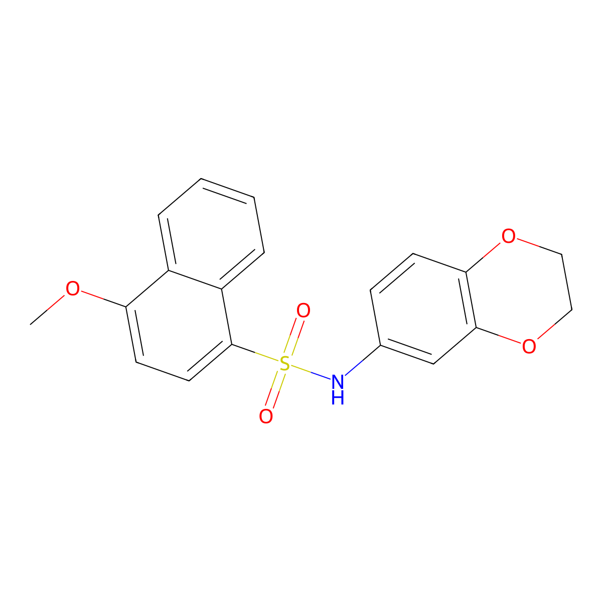 N-(2,3-dihydro-1,4-benzodioxin-6-yl)-4-methoxynaphthalene-1-sulfonamide molecular structure, CAS 632294-07-6