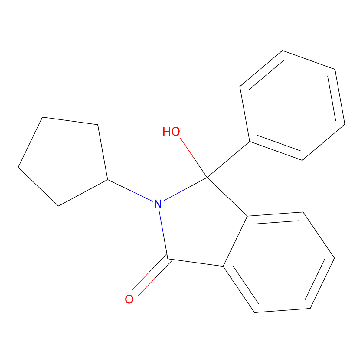 2-cyclopentyl-3-hydroxy-3-phenyl-2,3-dihydro-1H-isoindol-1-one molecular structure, CAS 632294-18-9