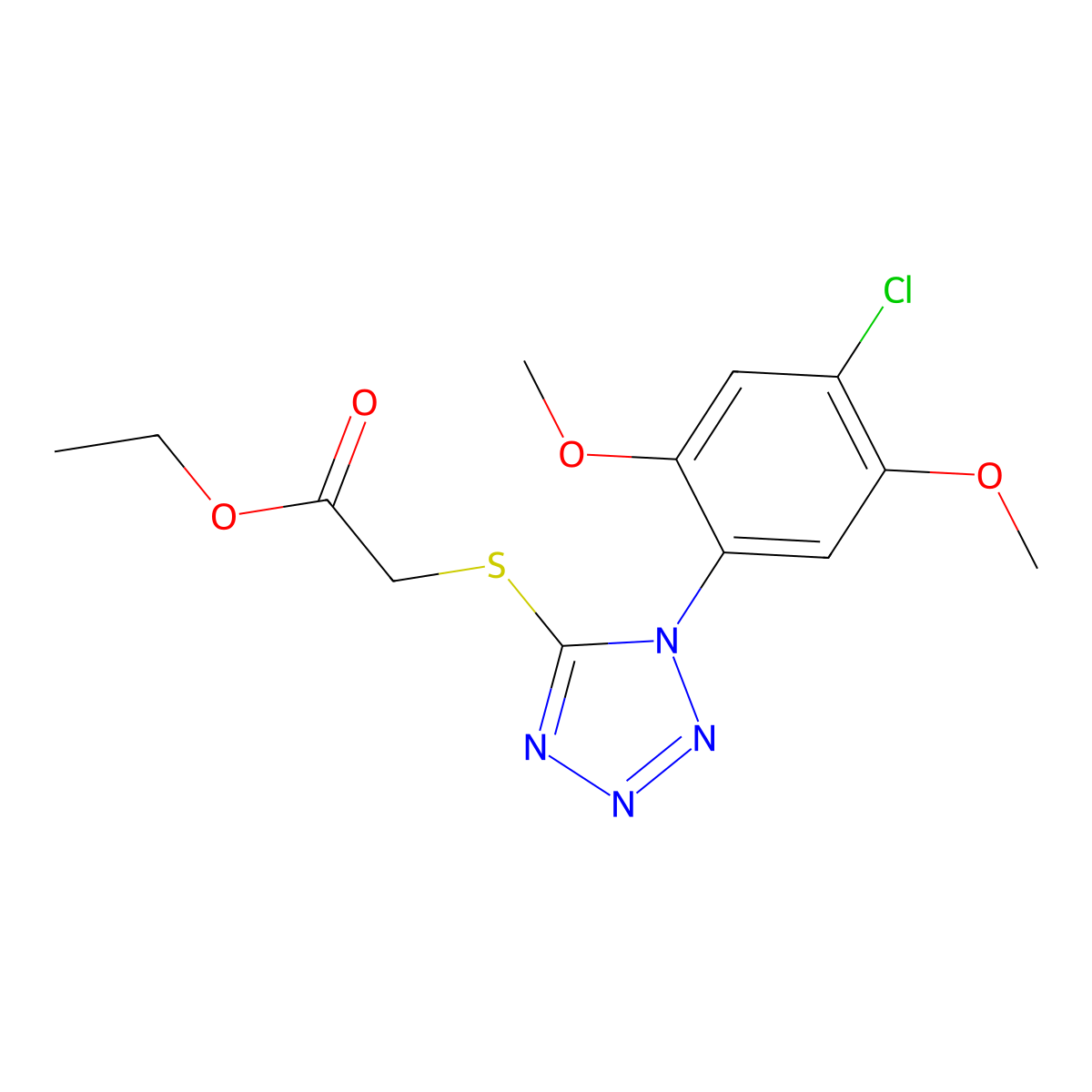ethyl {[1-(4-chloro-2,5-dimethoxyphenyl)-1H-tetrazol-5-yl]thio}acetate molecular structure, CAS 632294-49-6