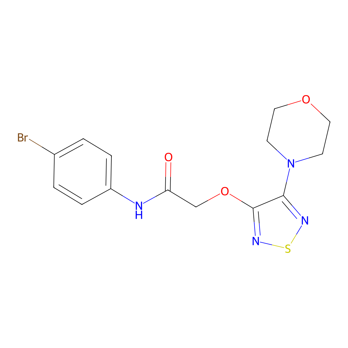 N-(4-bromophenyl)-2-[(4-morpholin-4-yl-1,2,5-thiadiazol-3-yl)oxy]acetamide molecular structure, CAS 632295-59-1