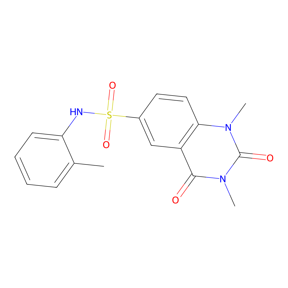 1,3-dimethyl-N-(2-methylphenyl)-2,4-dioxoquinazoline-6-sulfonamide molecular structure, CAS 632296-94-7