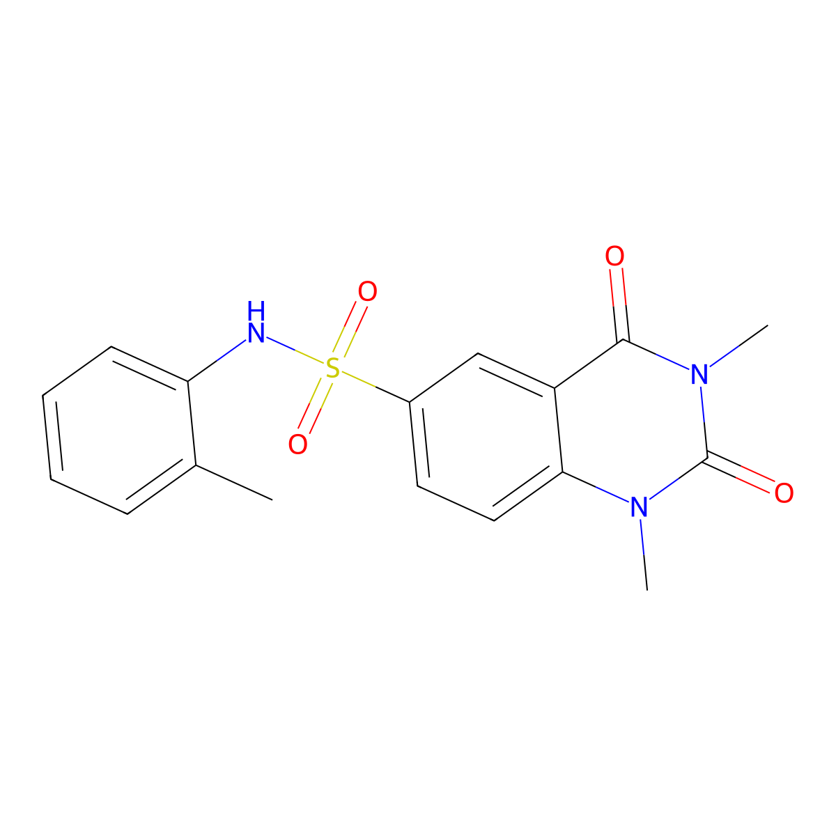1,3-dimethyl-N-(2-methylphenyl)-2,4-dioxoquinazoline-6-sulfonamide molecular structure, CAS 632296-94-7