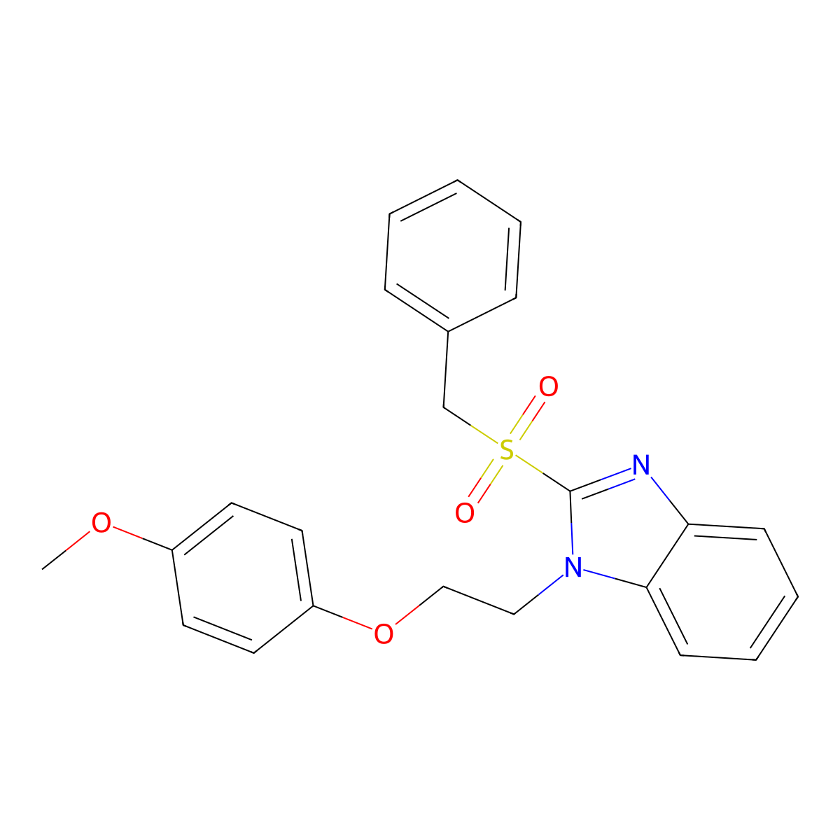 2-Benzylsulfonyl-1-[2-(4-methoxyphenoxy)ethyl]benzimidazole molecular structure, CAS 632298-44-3