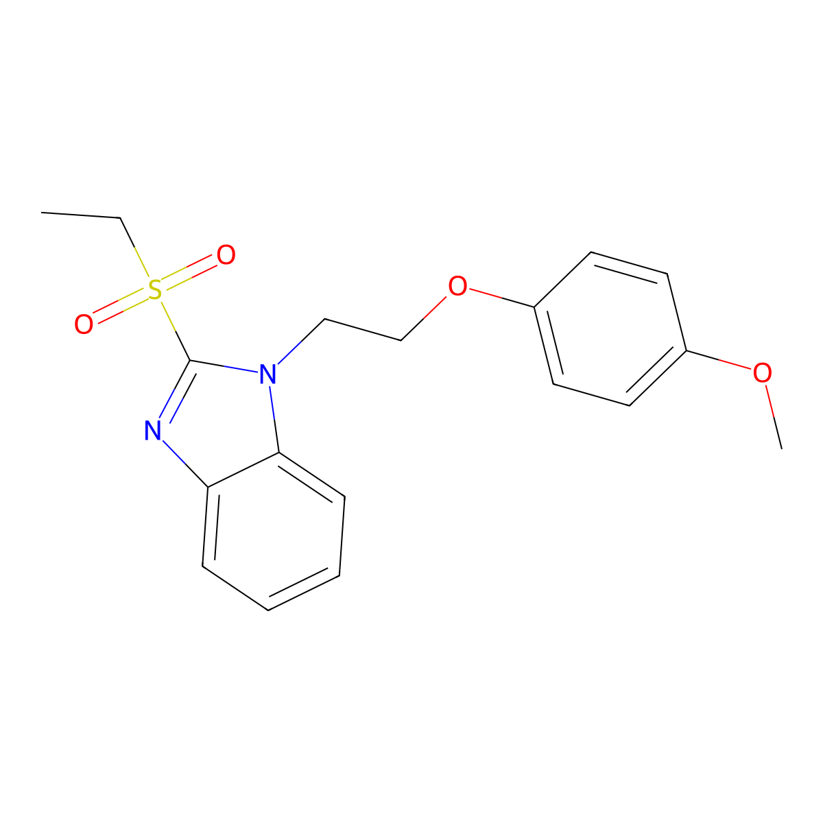2-Ethylsulfonyl-1-[2-(4-methoxyphenoxy)ethyl]benzimidazole molecular structure, CAS 632298-45-4
