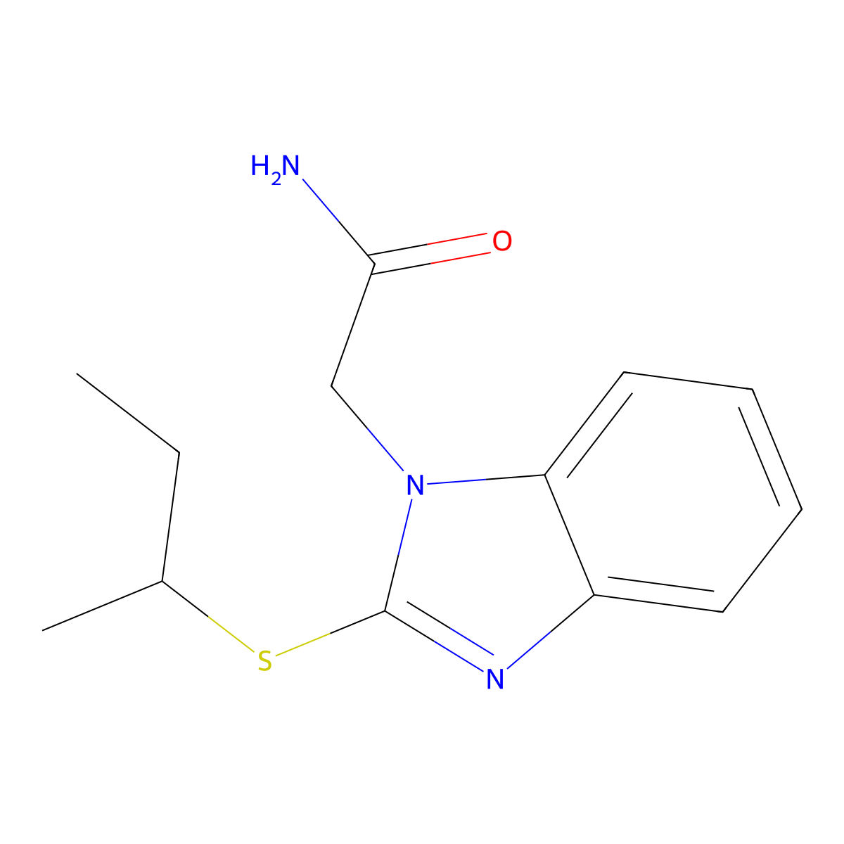 2-(2-Butan-2-ylsulfanylbenzimidazol-1-yl)acetamide molecular structure, CAS 632298-50-1