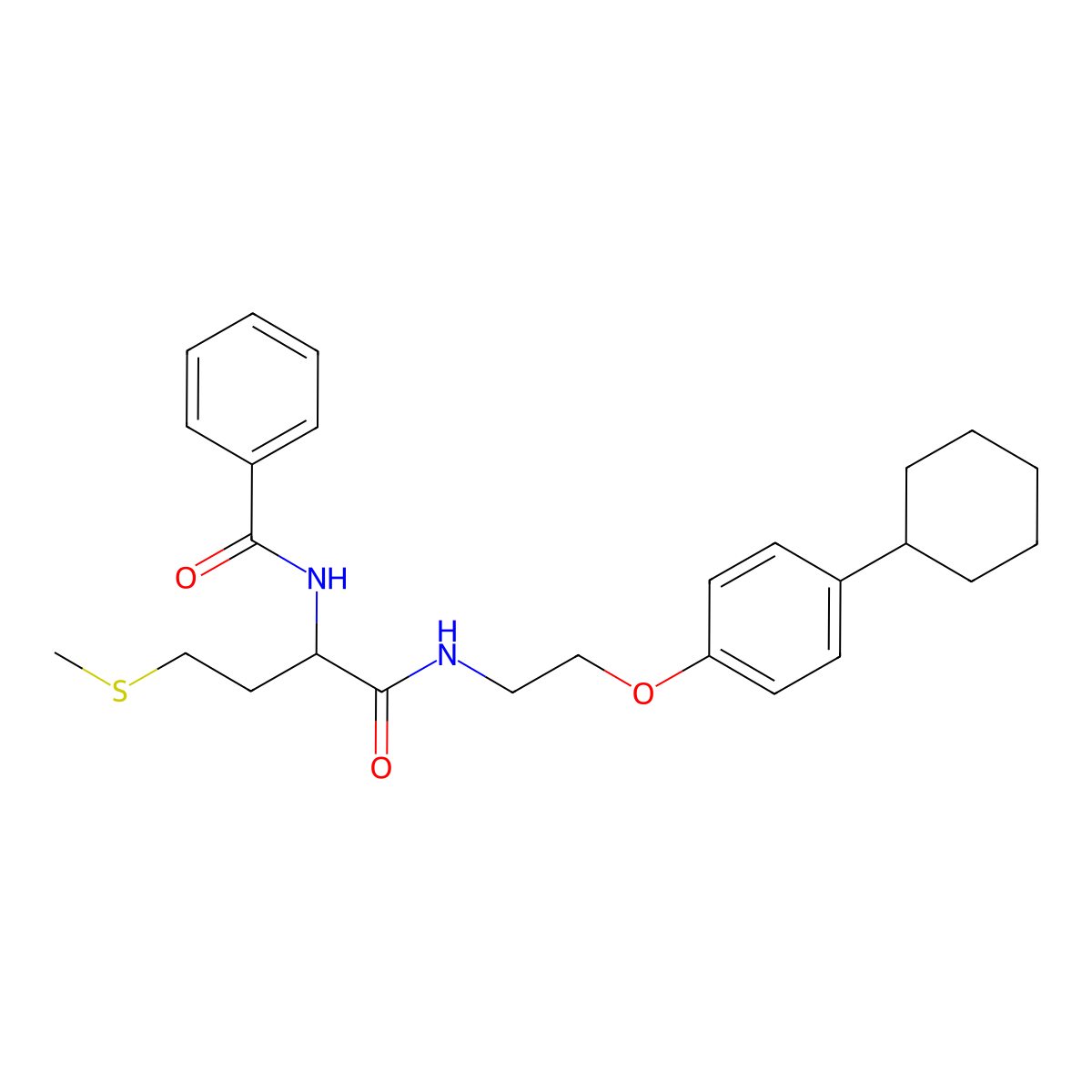 N-[1-[2-(4-cyclohexylphenoxy)ethylamino]-4-methylsulfanyl-1-oxobutan-2-yl]benzamide molecular structure, CAS 632298-85-2