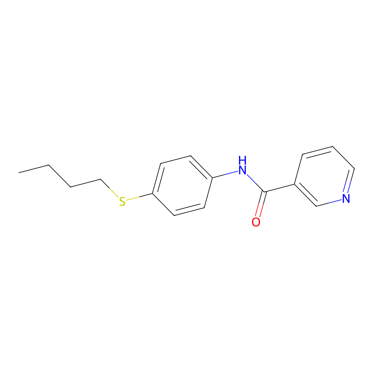 N-(4-butylsulfanylphenyl)pyridine-3-carboxamide molecular structure, CAS 632298-86-3