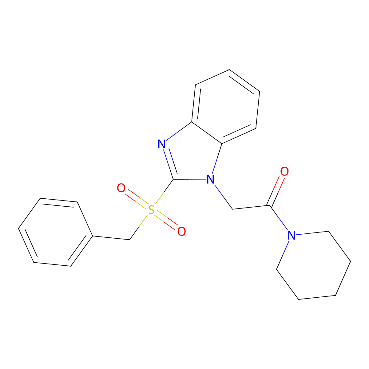 2-(2-(benzylsulfonyl)-1H-benzo[d]imidazol-1-yl)-1-(piperidin-1-yl)ethanone molecular structure, CAS 632299-00-4