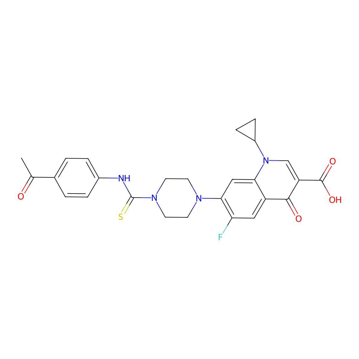 7-[4-[(4-Acetylphenyl)carbamothioyl]piperazin-1-yl]-1-cyclopropyl-6-fluoro-4-oxoquinoline-3-carboxylic acid molecular structure, CAS 632299-40-2