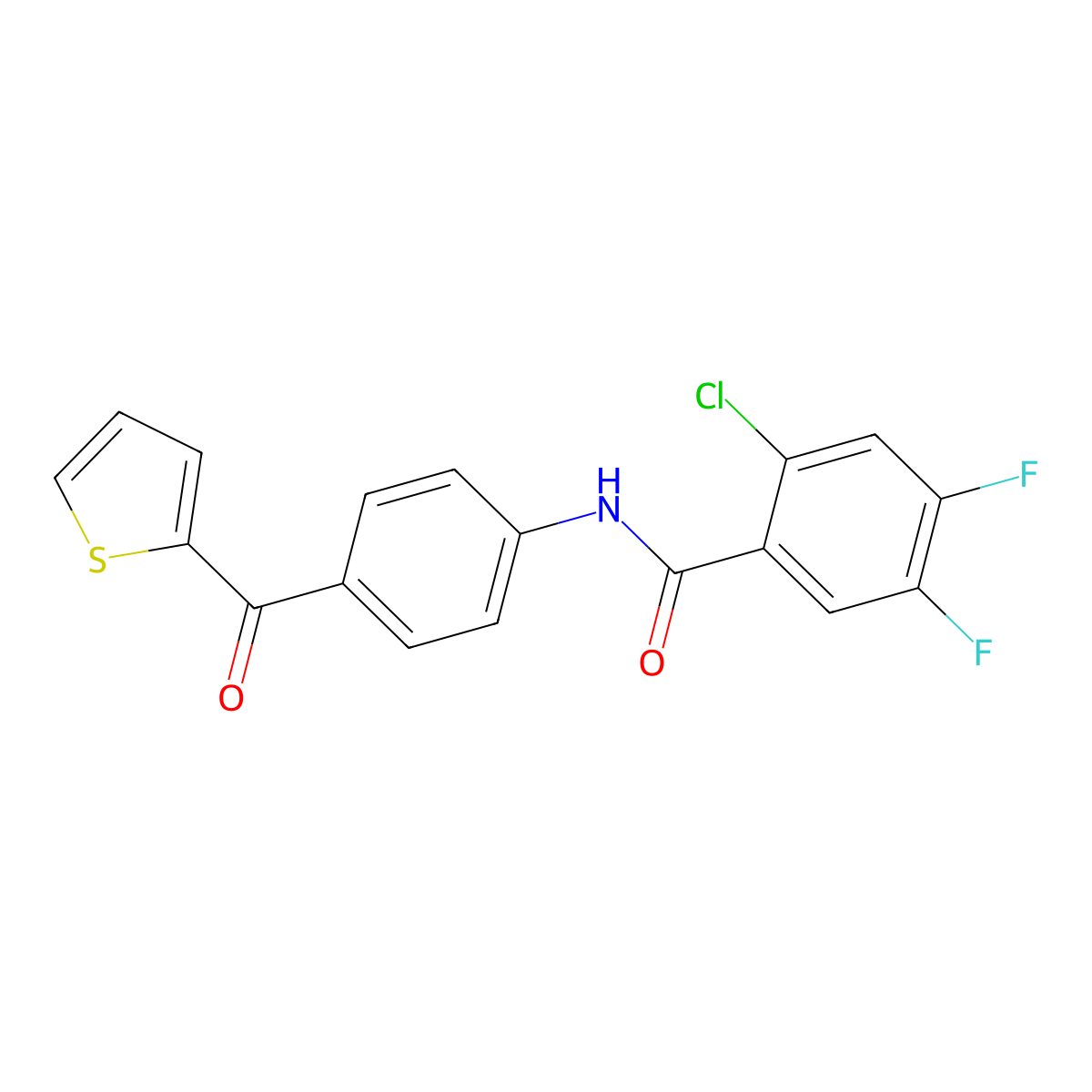 2-chloro-4,5-difluoro-N-[4-(thiophene-2-carbonyl)phenyl]benzamide molecular structure, CAS 632299-73-1