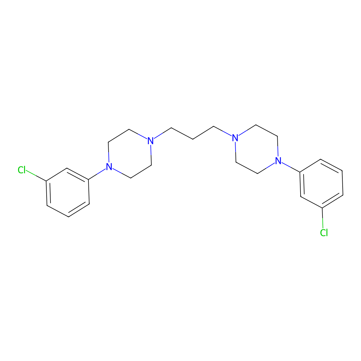 1,3-Bis-(4-(3-chlorophenyl)piperazin-1-yl)propane molecular structure, CAS 6323-09-7