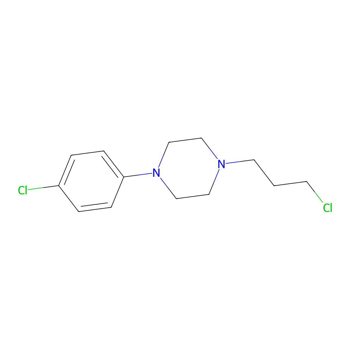1-(4-Chlorophenyl)-4-(3-chloropropyl)piperazine molecular structure, CAS 6323-14-4