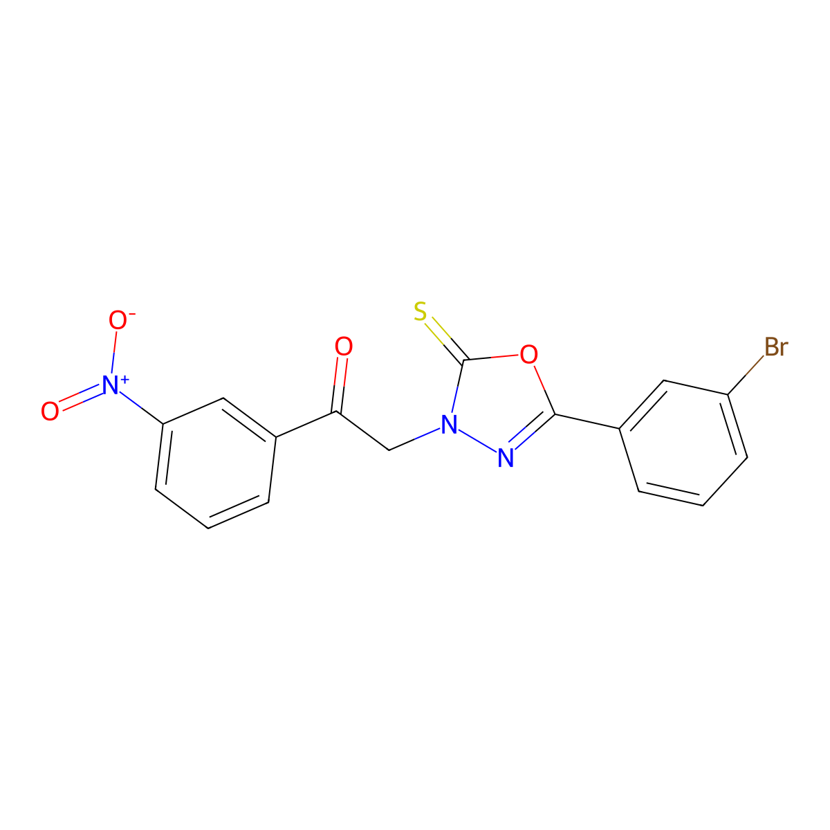 2-[5-(3-bromophenyl)-2-thioxo-1,3,4-oxadiazol-3(2H)-yl]-1-(3-nitrophenyl)ethanone molecular structure, CAS 632300-22-2