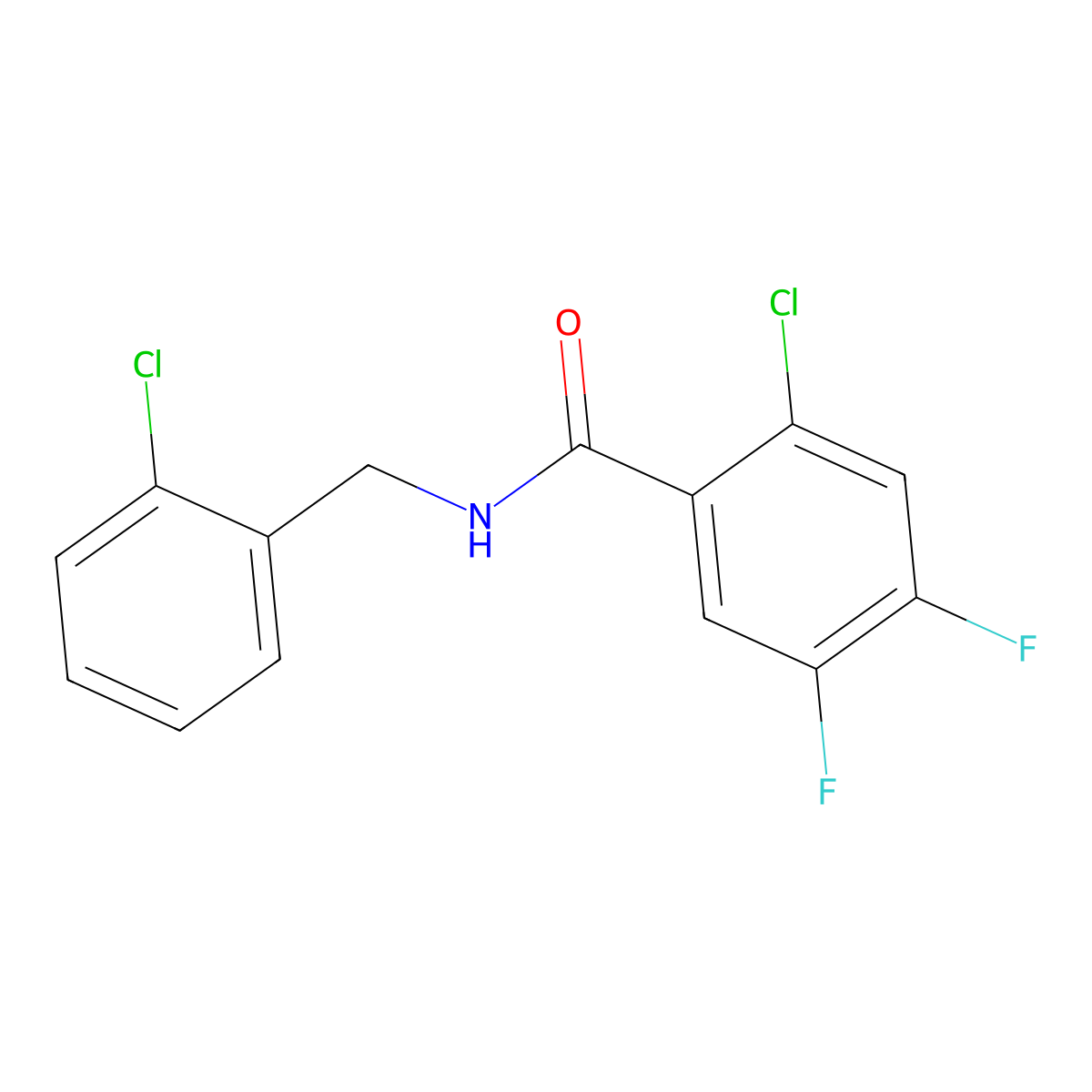 2-chloro-N-[(2-chlorophenyl)methyl]-4,5-difluorobenzamide molecular structure, CAS 632300-25-5