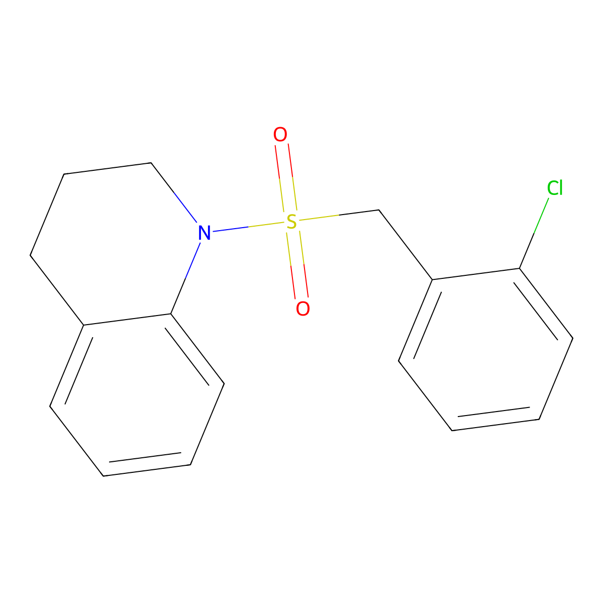 1-[(2-chlorophenyl)methylsulfonyl]-3,4-dihydro-2H-quinoline molecular structure, CAS 632300-29-9