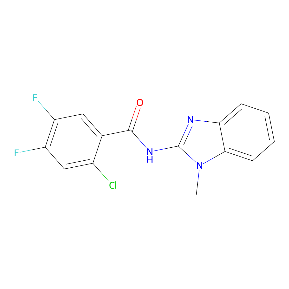 2-Chloro-4,5-difluoro-N-(1-methyl-1H-benzimidazol-2-yl)benzamide molecular structure, CAS 632300-31-3