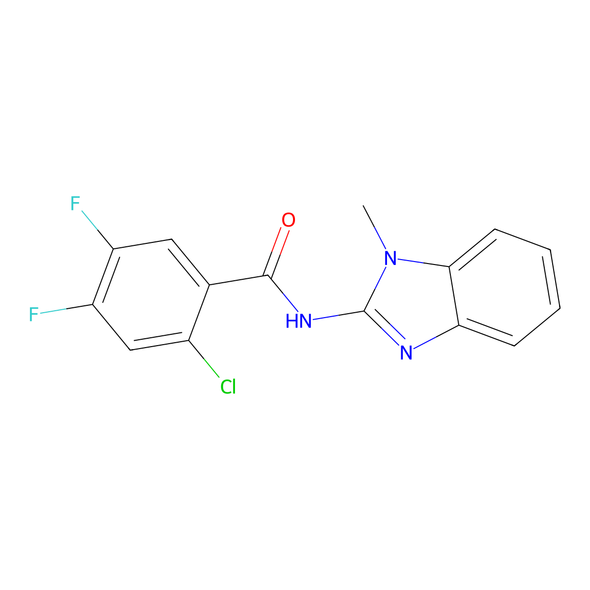 2-Chloro-4,5-difluoro-N-(1-methyl-1H-benzimidazol-2-yl)benzamide molecular structure, CAS 632300-31-3