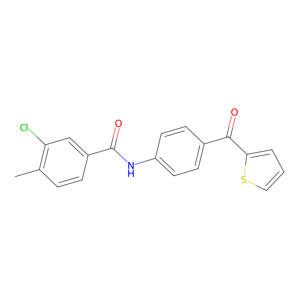 3-chloro-4-methyl-N-[4-(thiophene-2-carbonyl)phenyl]benzamide molecular structure, CAS 632300-33-5