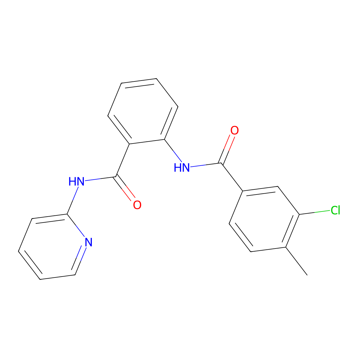 3-chloro-4-methyl-N-[2-(pyridin-2-ylcarbamoyl)phenyl]benzamide molecular structure, CAS 632300-35-7