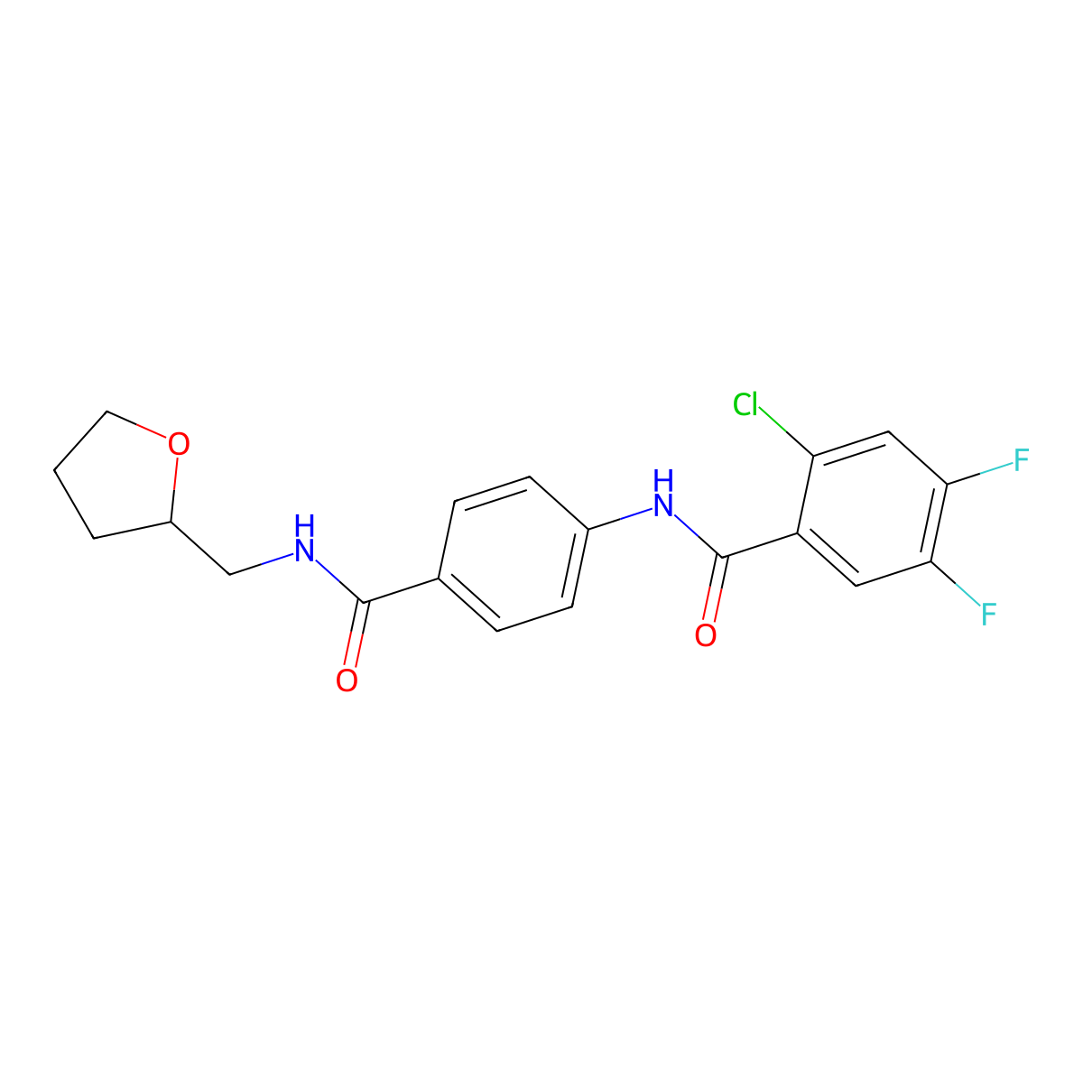 2-chloro-4,5-difluoro-N-[4-(oxolan-2-ylmethylcarbamoyl)phenyl]benzamide molecular structure, CAS 632300-41-5