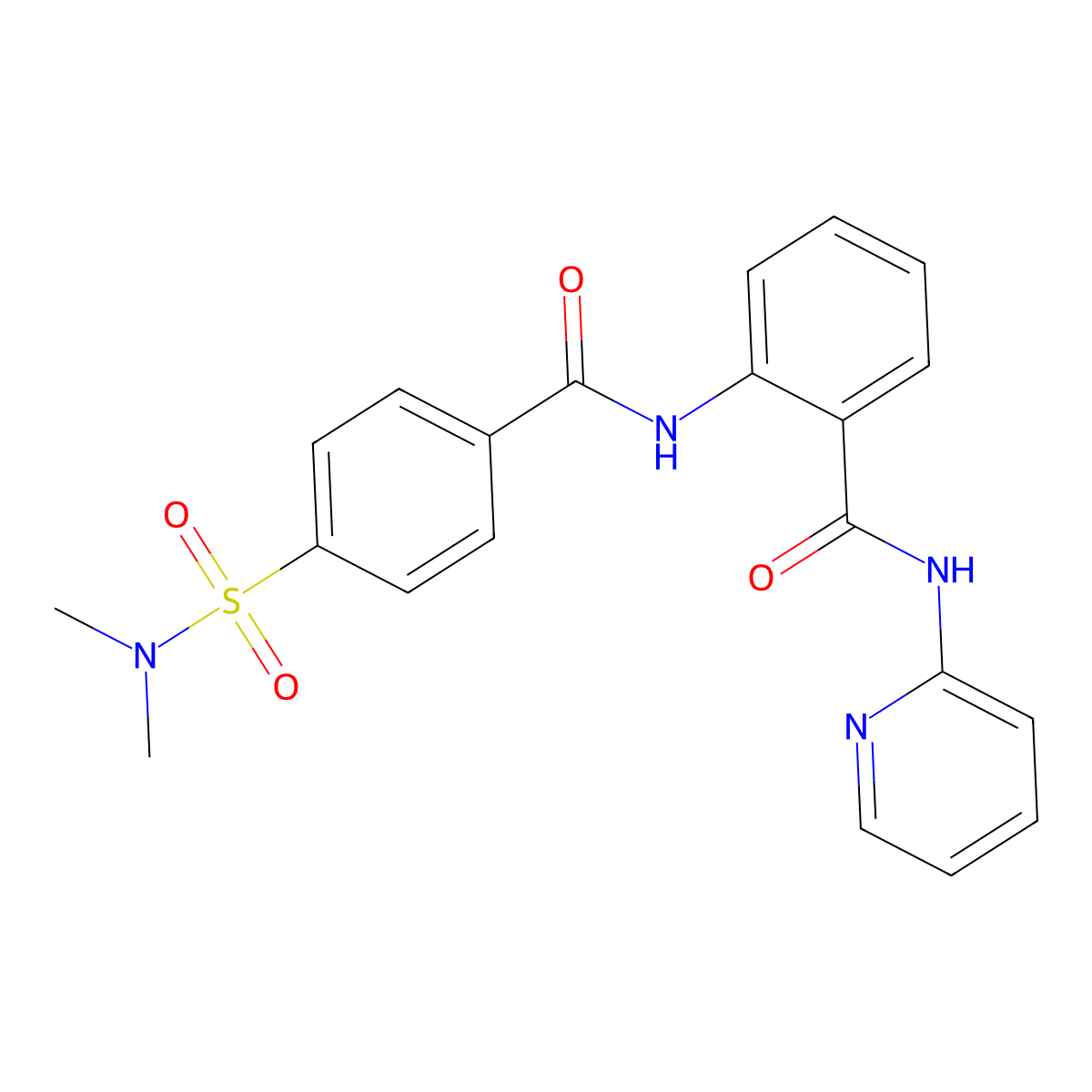 2-[[4-(dimethylsulfamoyl)benzoyl]amino]-N-pyridin-2-ylbenzamide molecular structure, CAS 632301-16-7