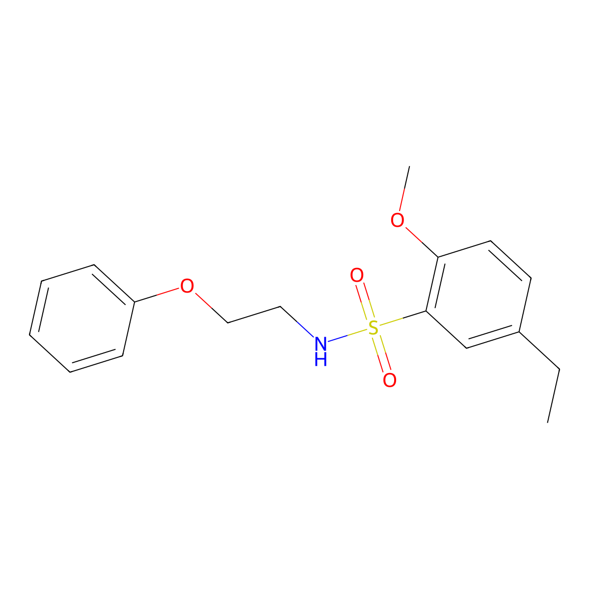 5-ethyl-2-methoxy-N-(2-phenoxyethyl)benzenesulfonamide molecular structure, CAS 632301-40-7