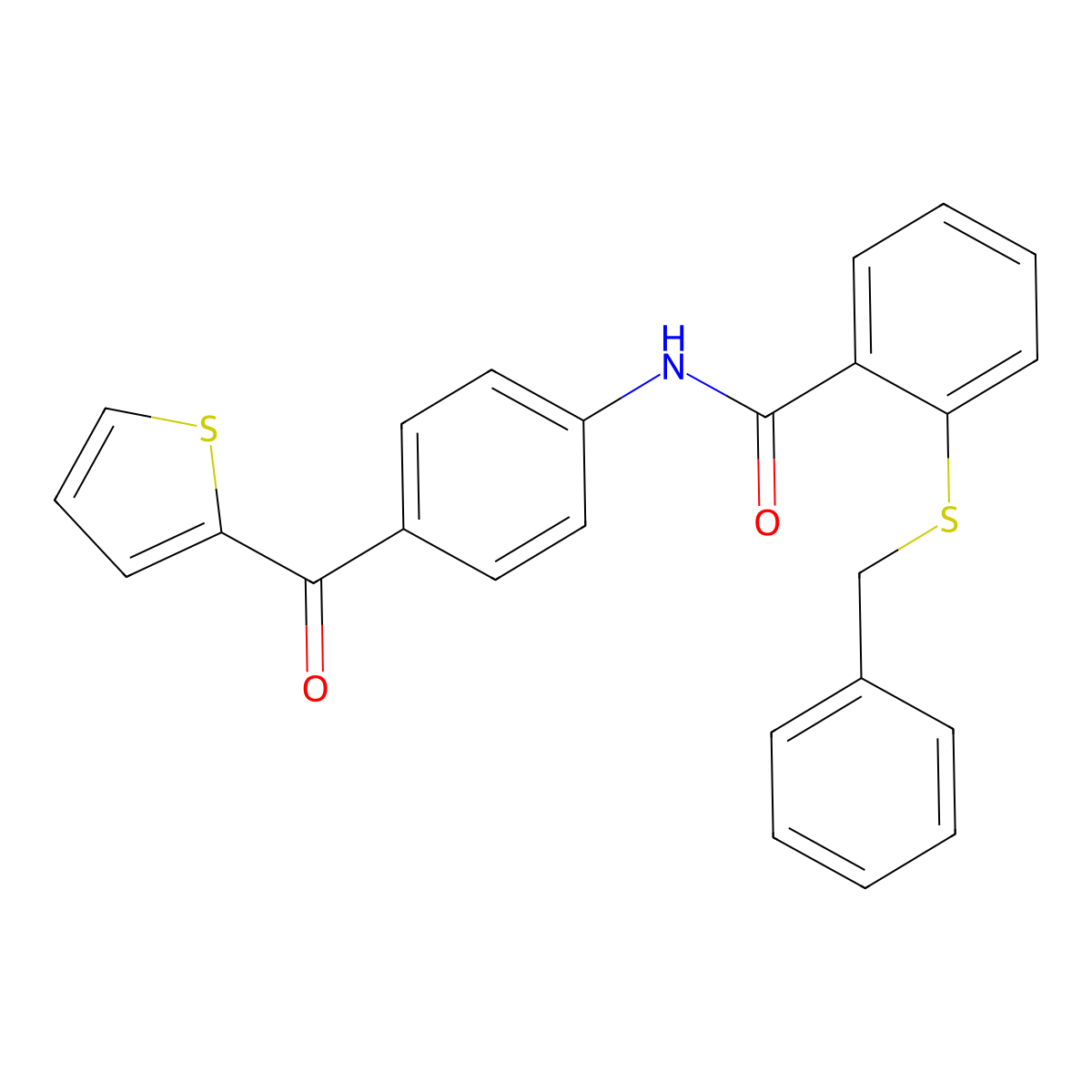 2-benzylsulfanyl-N-[4-(thiophene-2-carbonyl)phenyl]benzamide molecular structure, CAS 632301-45-2