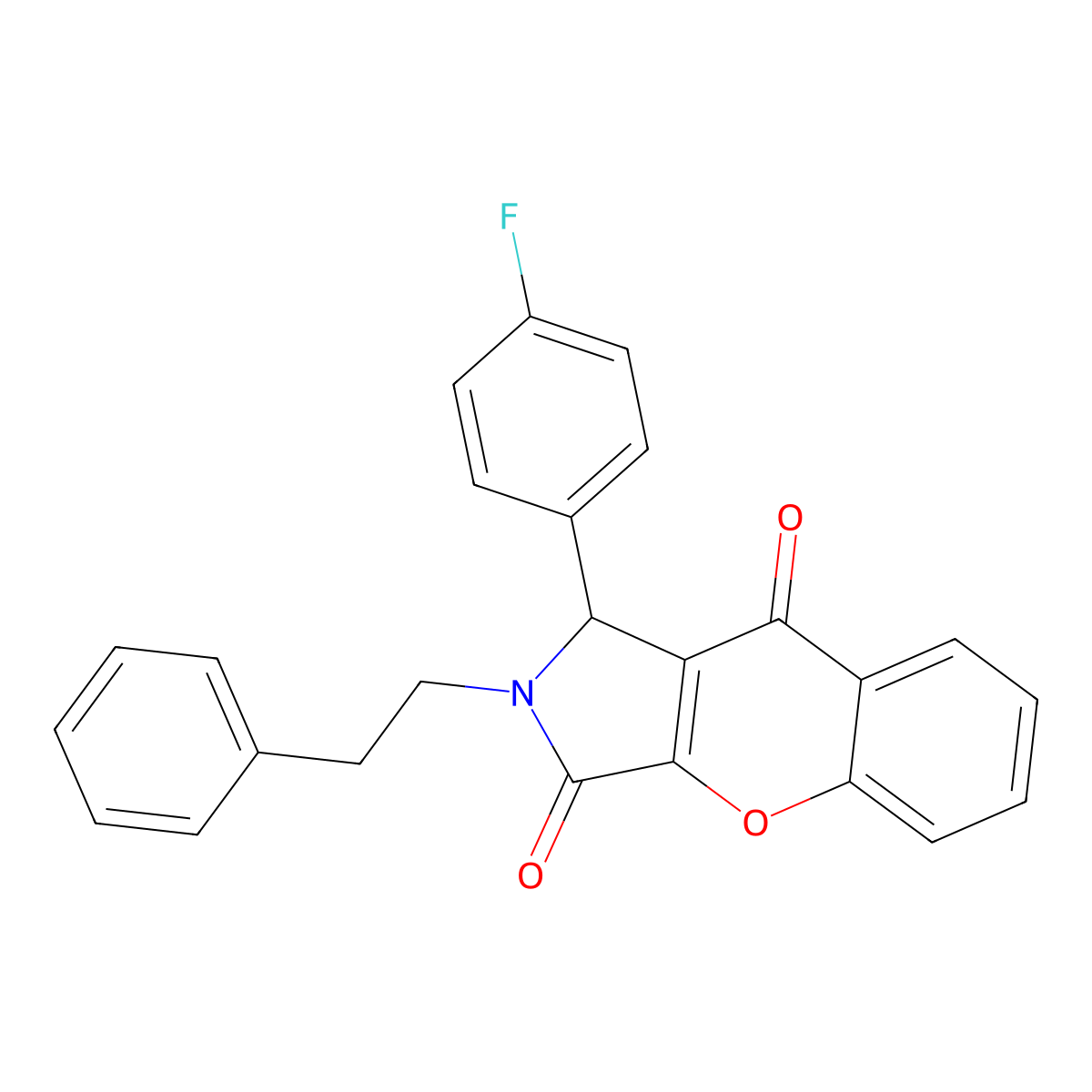 1-(4-Fluorophenyl)-2-phenethyl-1,2-dihydrochromeno[2,3-c]pyrrole-3,9-dione molecular structure, CAS 632304-86-0
