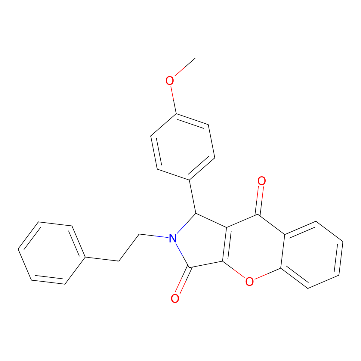 1-(4-Methoxyphenyl)-2-(2-phenylethyl)-1,2-dihydrochromeno[2,3-c]pyrrole-3,9-dione molecular structure, CAS 632305-28-3